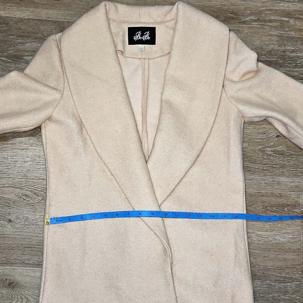 BeBe Wool Blend Pastel Pink With Silver Thredding Trech Coat Jacket - Picture 10 of 10